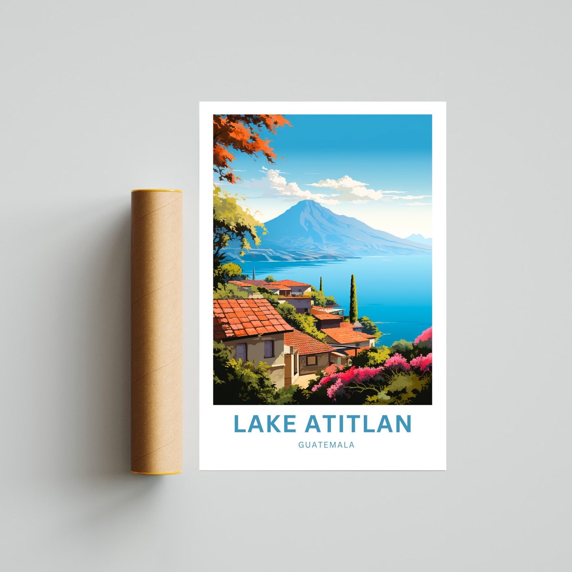 Personalized Lake Atitln Travel Print Lake Atitln Poster Guatemala Wall Art Framed Present Gift Mexico Present - Image 4