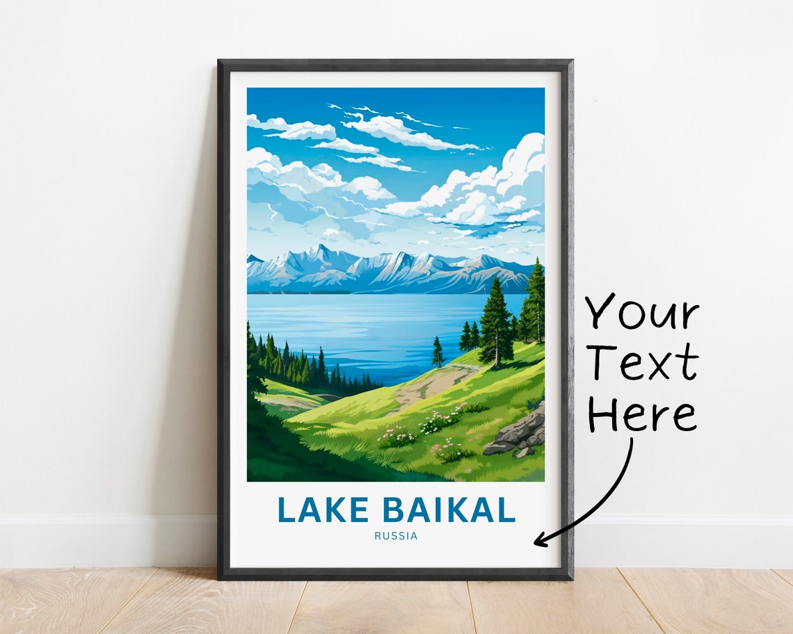 Lake Baikal Russia Summer Shoreline Personalized Travel Poster