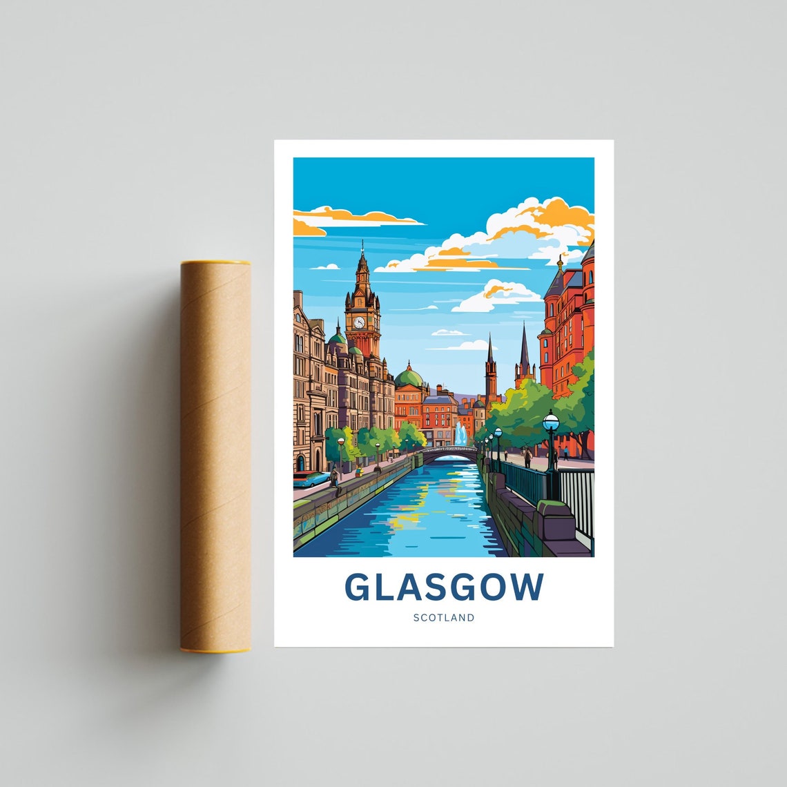 Glasgow Scotland Canal Historic Buildings Clock Tower Poster - Image 4