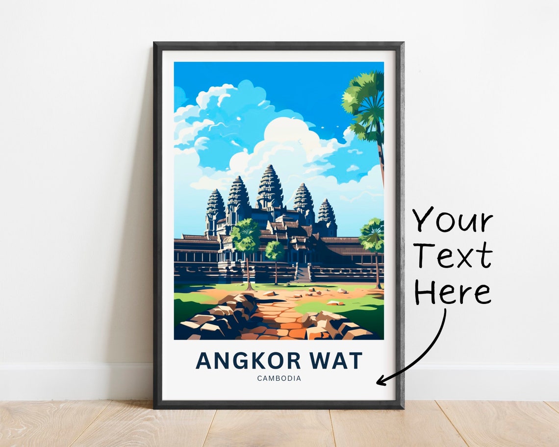 Angkor Wat Cambodia Ancient Temple Towers Custom Travel Poster