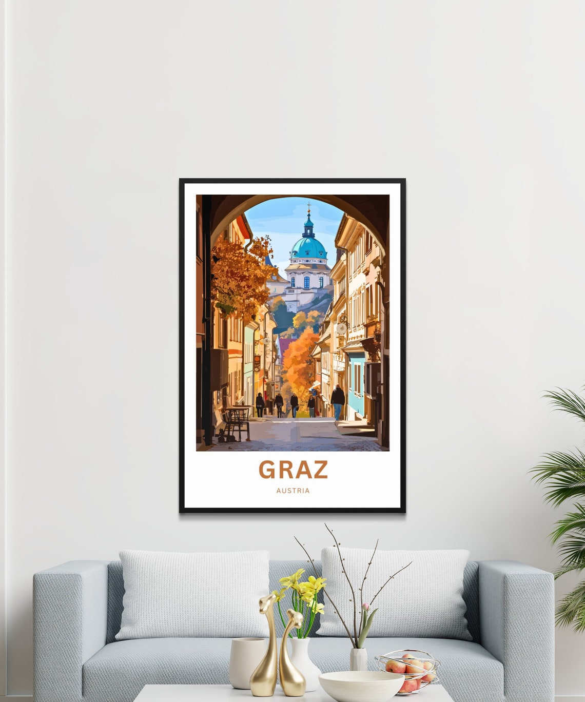 Graz Austria Historic Autumn Old Town Street Travel View Poster - Image 3