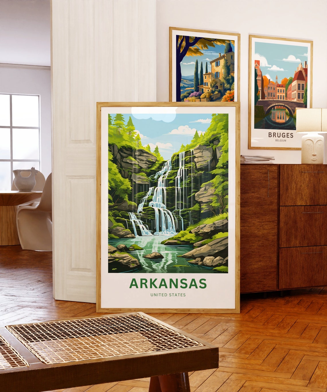 Arkansas Tiered Waterfall Forest Cliffs Green Nature Travel Poster - Image 5