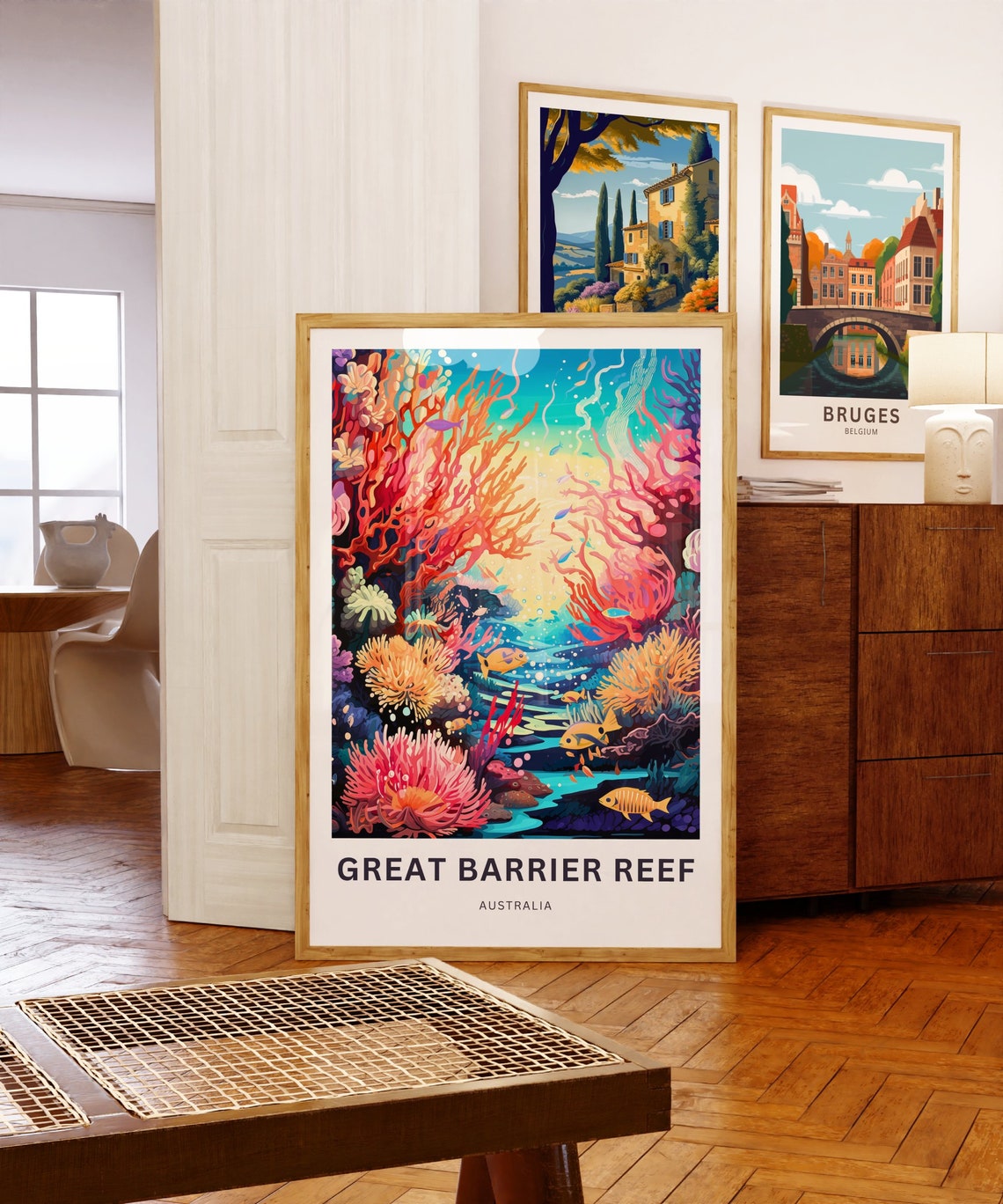 Great Barrier Reef Australia Bright Coral Canyon Reef Art Poster - Image 4
