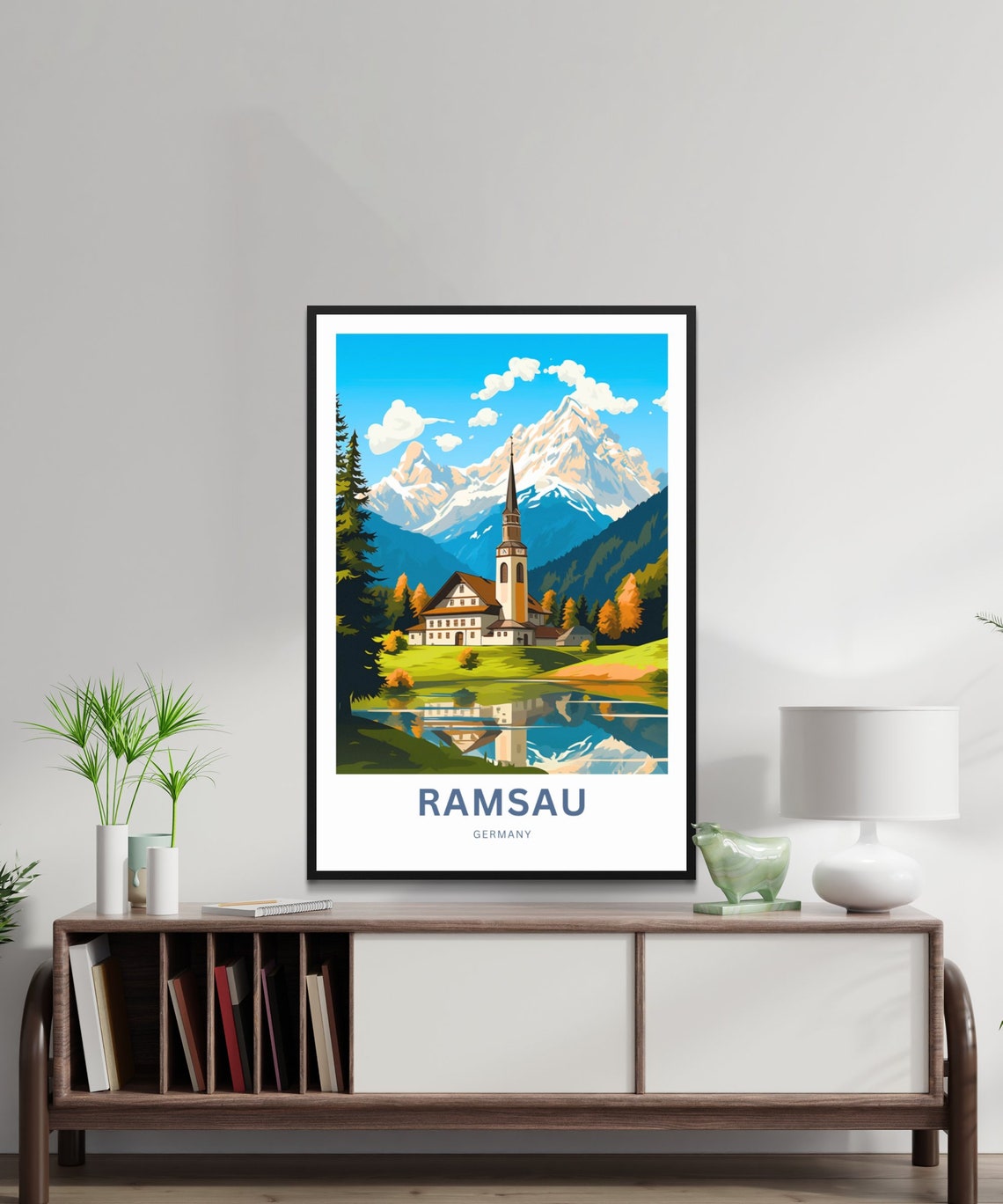 Personalized Ramsau Germany Alpine Church Custom Text Travel Poster - Image 2