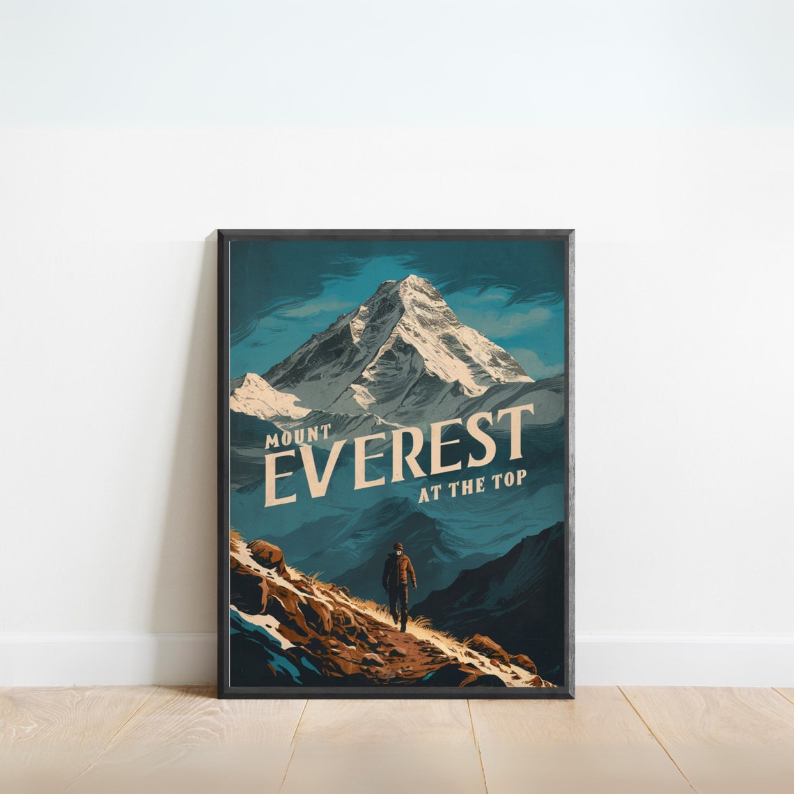 Mount Everest Summit Ridge Climber Mountain Adventure Vintage Poster