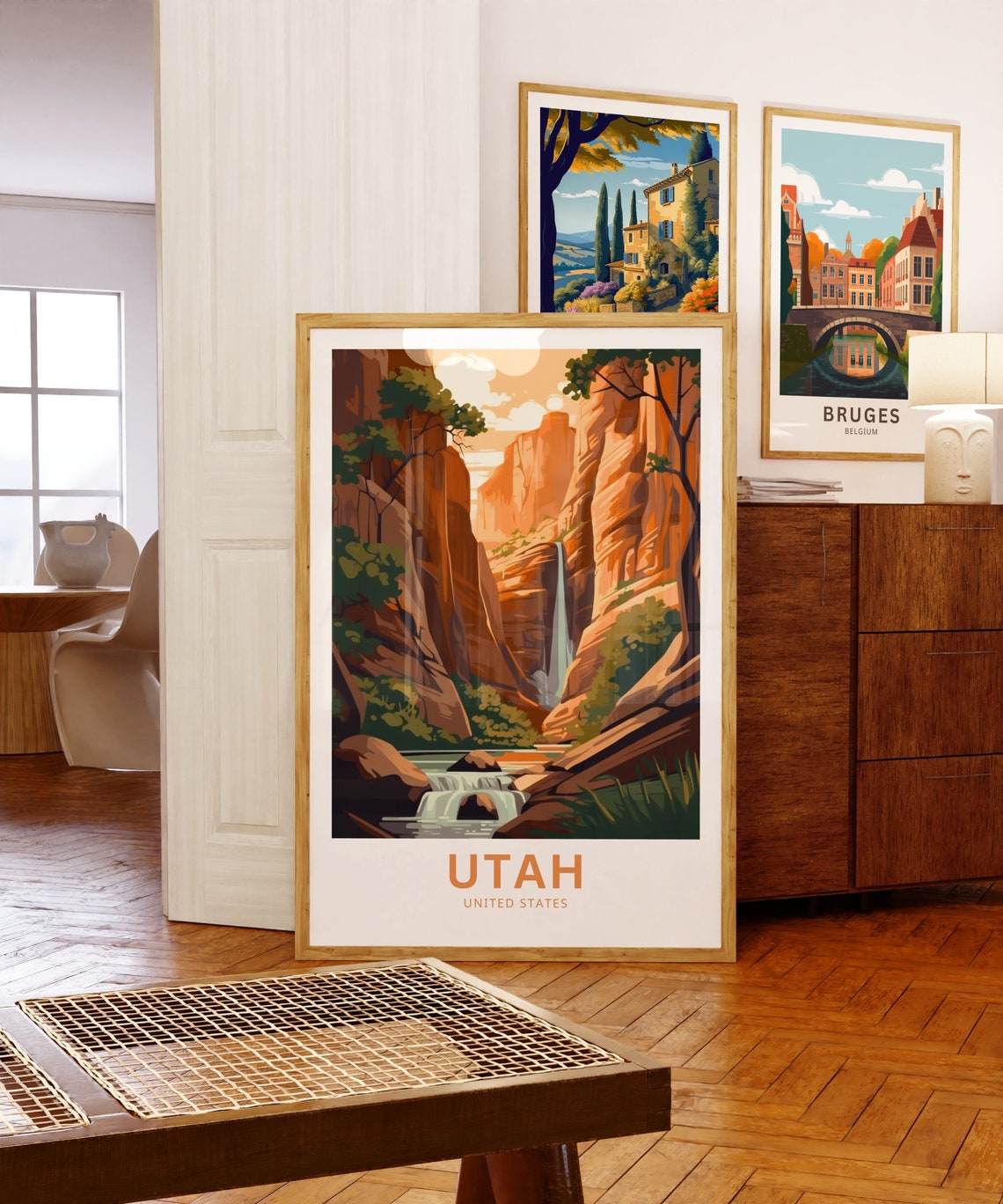 Utah Personalized Travel Poster Canyon Waterfall Custom Text Art - Image 5