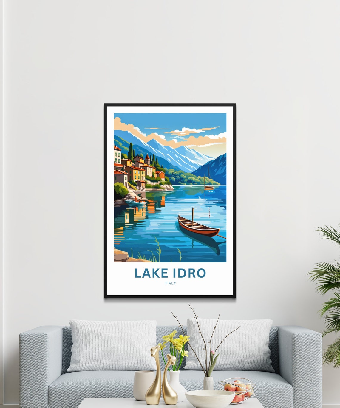 Lake Idro Blue Water Lakeside Village Alpine Peaks Italy Poster - Image 3
