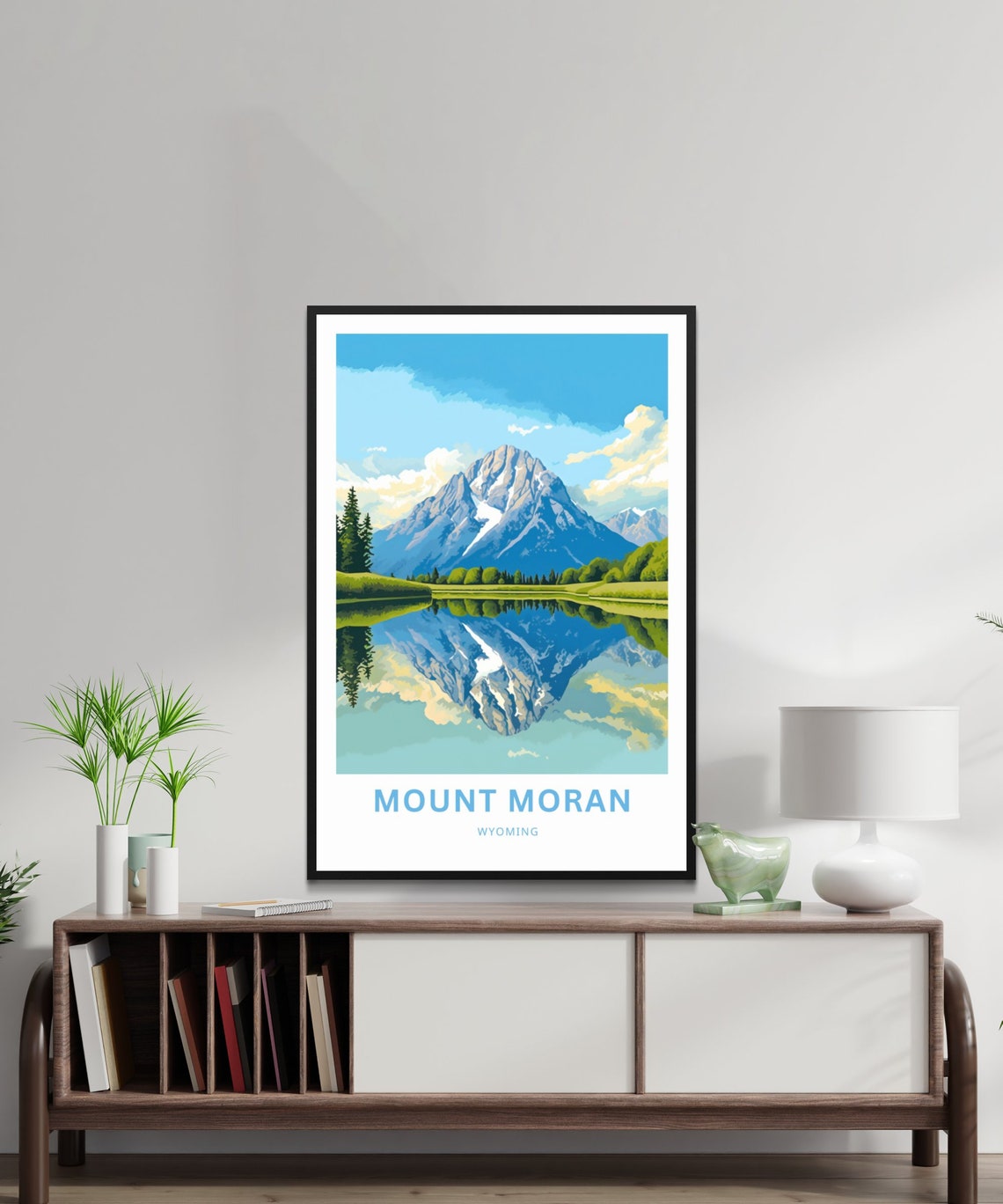 Mount Moran Wyoming Mirror Lake Reflection Green Valley Peaks Poster - Image 2