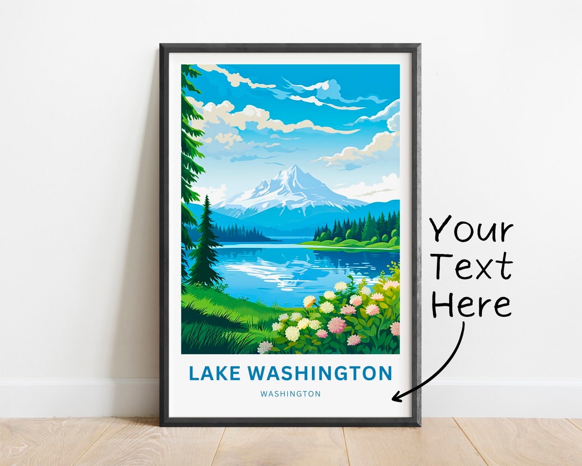 Lake Washington Personalized Washington Mountain Lake Travel Poster
