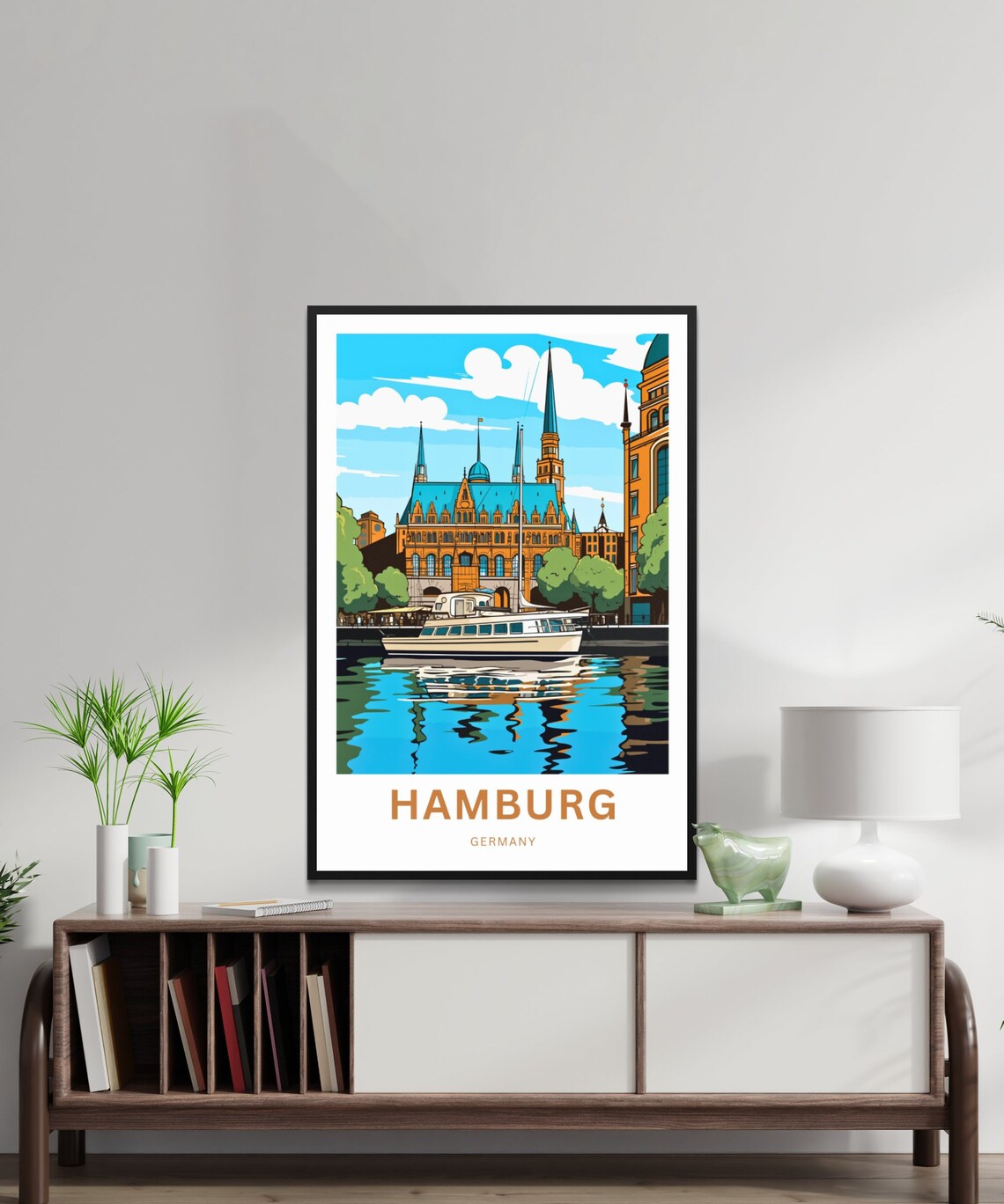 Hamburg Germany Historic City Hall Harbor Boat Cruise View Poster - Image 3