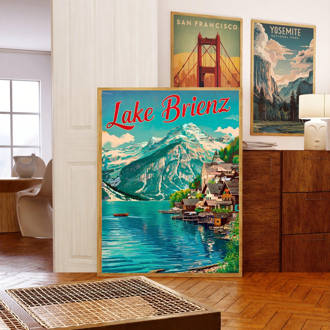 Lake Brienz Switzerland Vintage Lakeside Village Mountain Poster - Image 5
