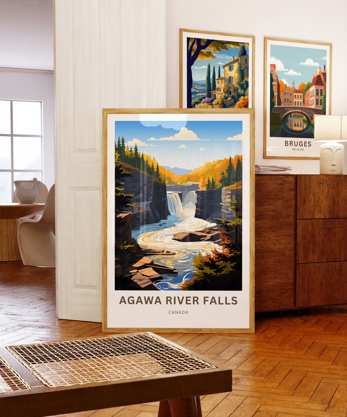 Personalized Agawa River Falls Canada Autumn Waterfall Travel Poster - Image 5