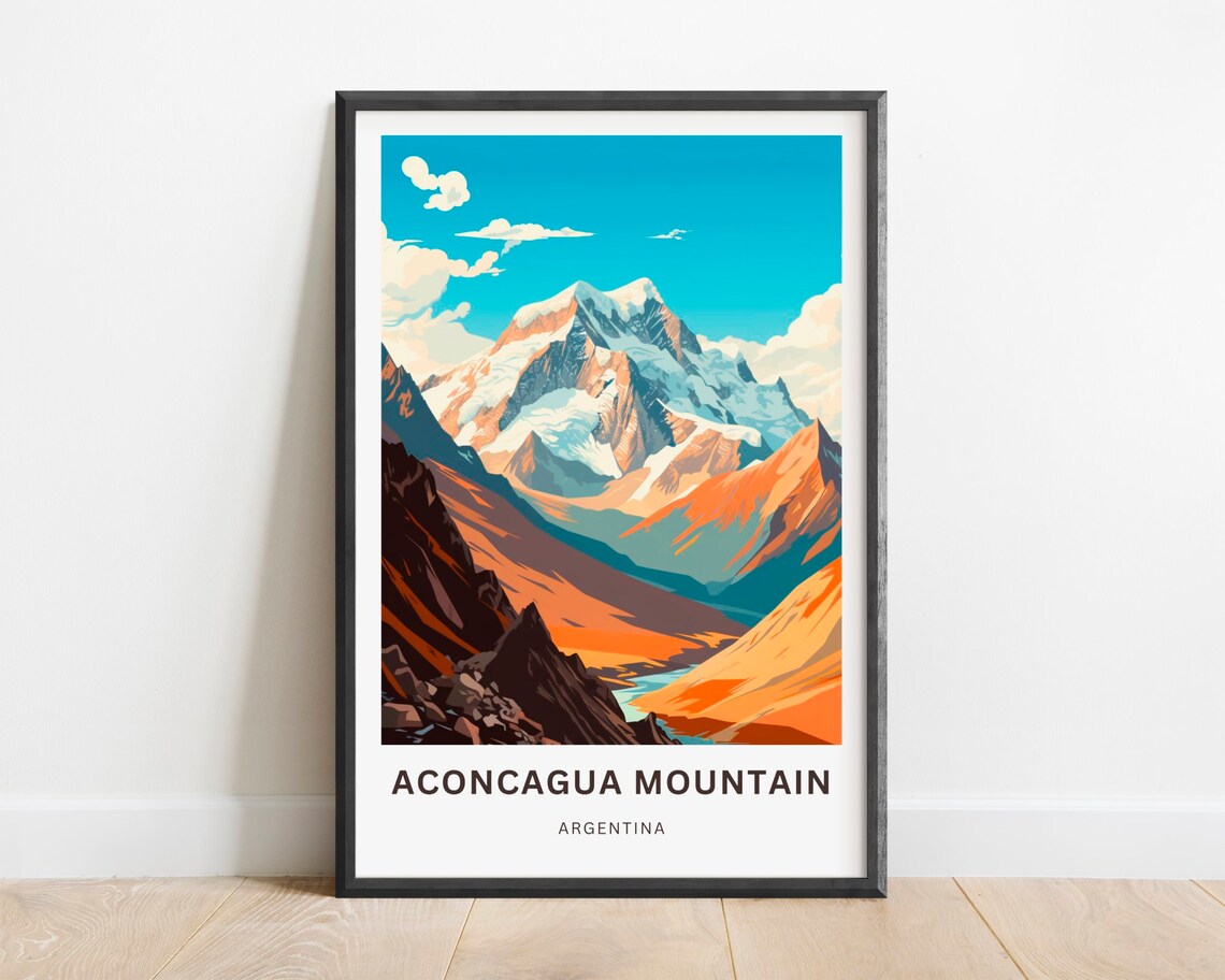 Aconcagua Travel Poster, Argentina Wall Art
