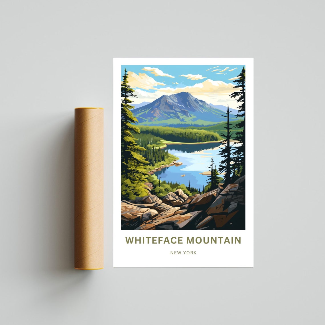 Whiteface Mountain New York Alpine Lake Summit Travel Poster - Image 4