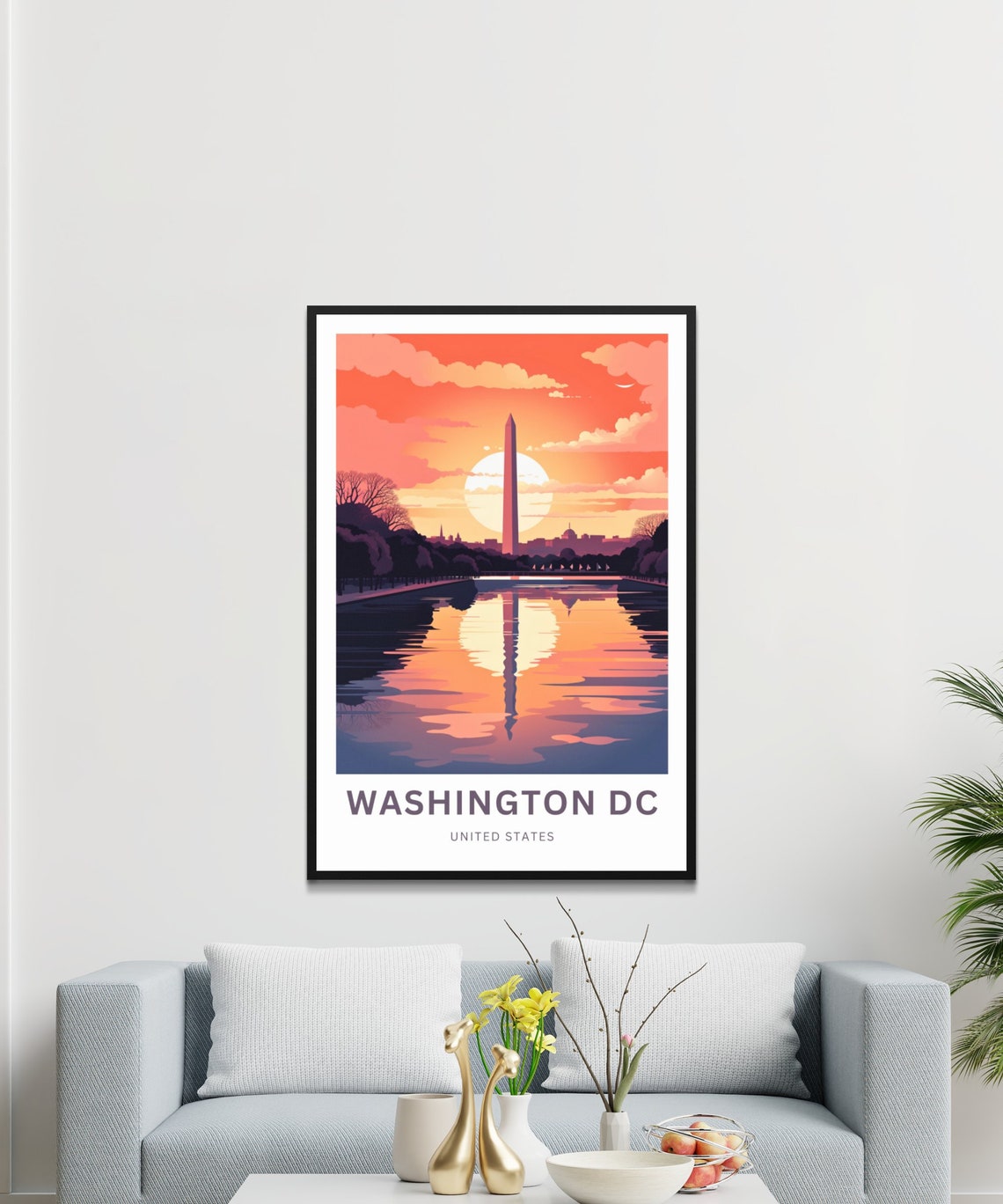 Washington DC Monument Reflecting Pool Sunset Custom Art Travel Poster - Image 3