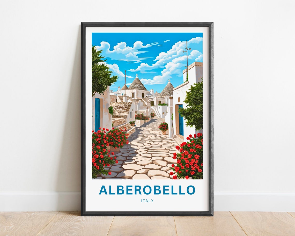 Alberobello Italy Trulli Houses Cobblestone Street Scene Poster