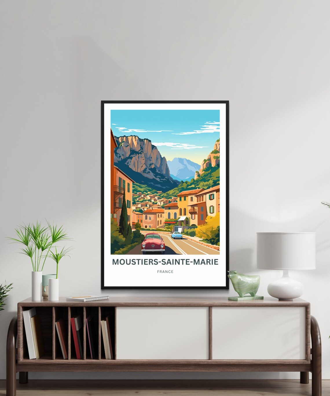Moustiers-Sainte-Marie France Village Road Vintage Cars Travel Poster - Image 3