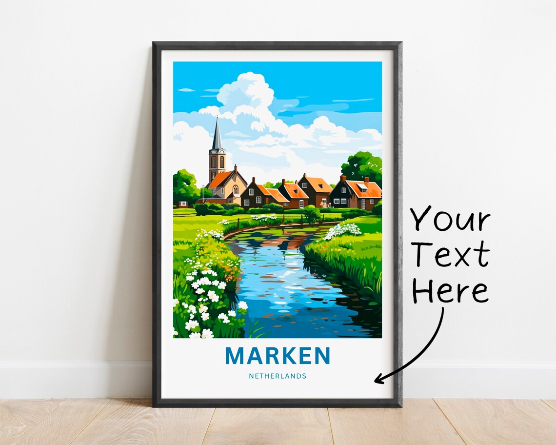 Marken Netherlands Canal Village Church Personalized Travel Poster