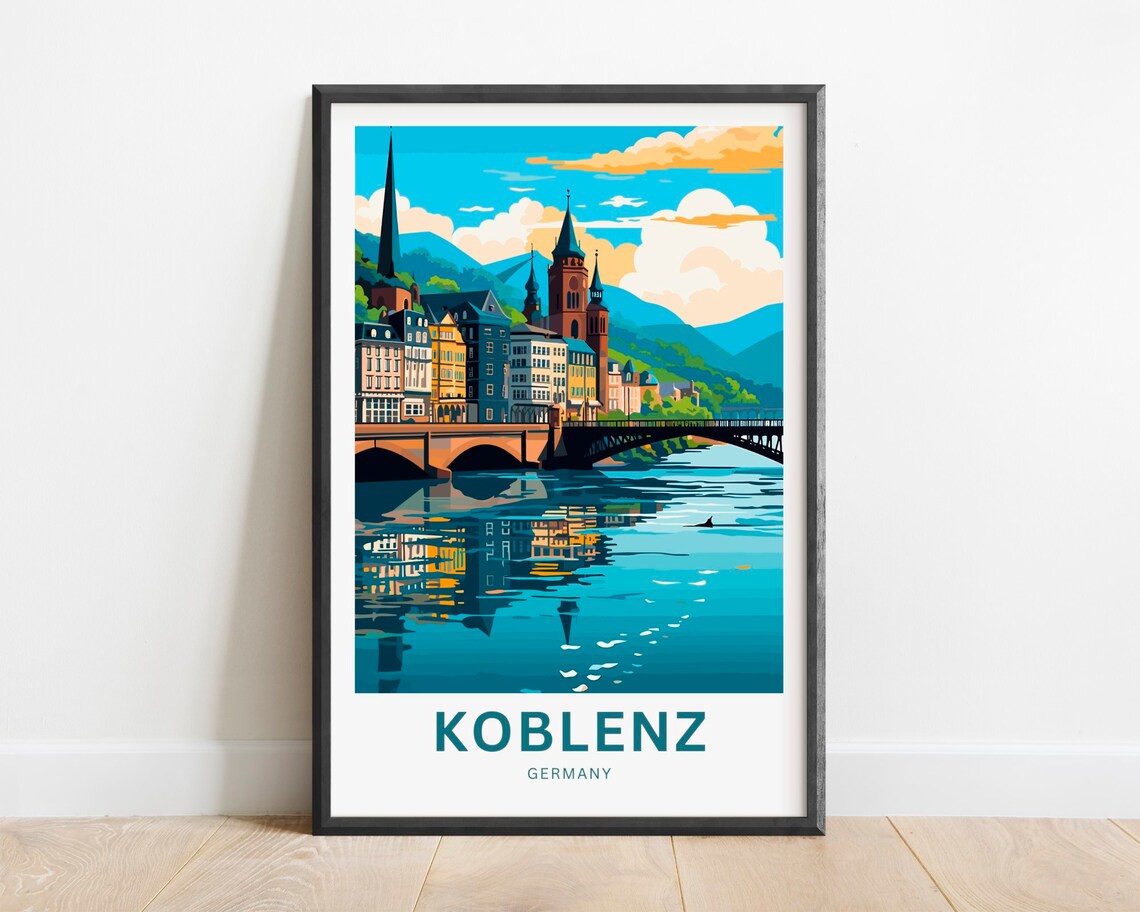 Koblenz Germany Historic River City Scenic Vintage Travel Poster