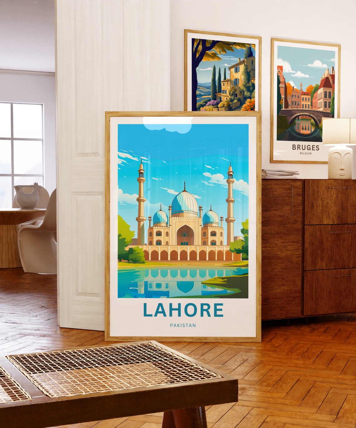 Lahore Pakistan Badshahi Mosque Domes Grand Skyline Travel Poster - Image 5