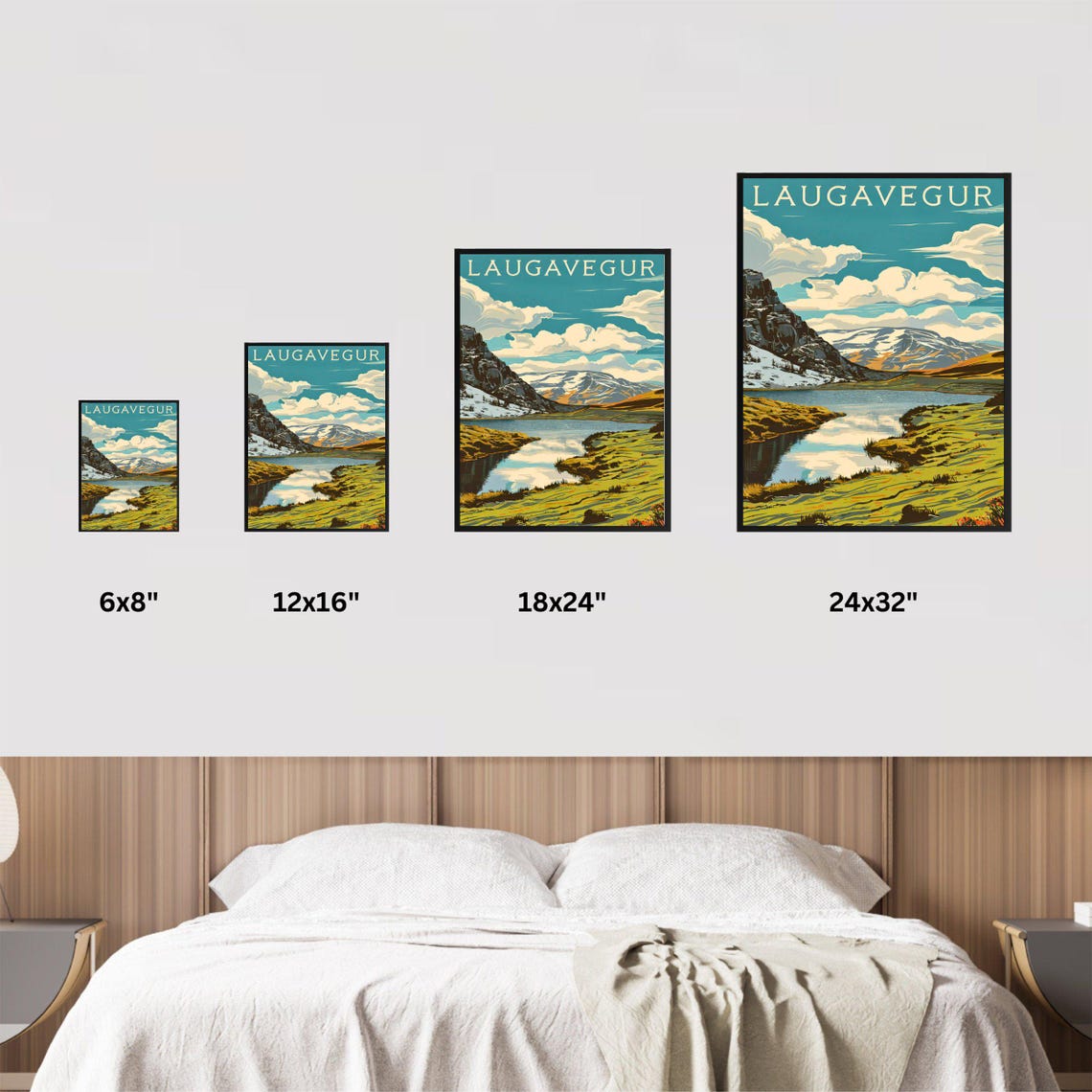 Laugavegur Iceland Mossy Valley Still Lake Vintage Travel Poster - Image 2