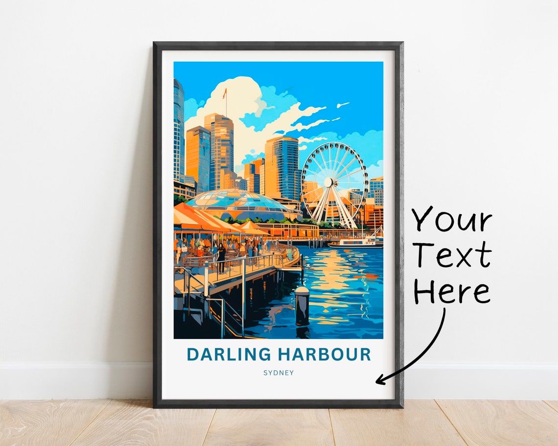 Personalized Darling Harbour Sydney Vibrant Waterfront Scene Poster