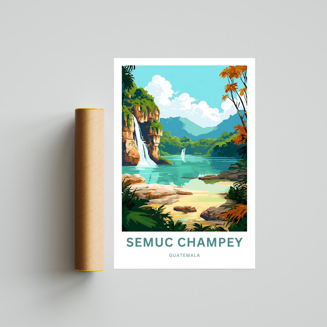 Personalized Semuc Champey Travel Print Semuc Champey Poster Guatemala Wall Art Framed Present Gift Mexico Present - Image 4