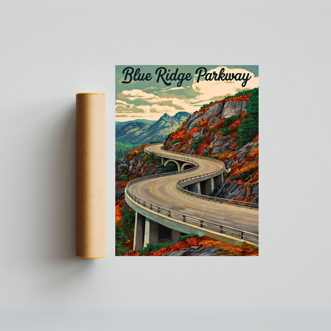 Blue Ridge Parkway Autumn Winding Mountain Highway Travel Poster - Image 3