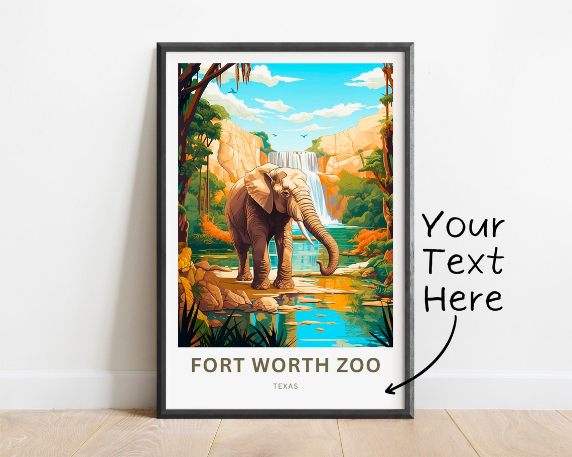 Fort Worth Zoo Elephant Waterfall Personalized Safari Animal Poster