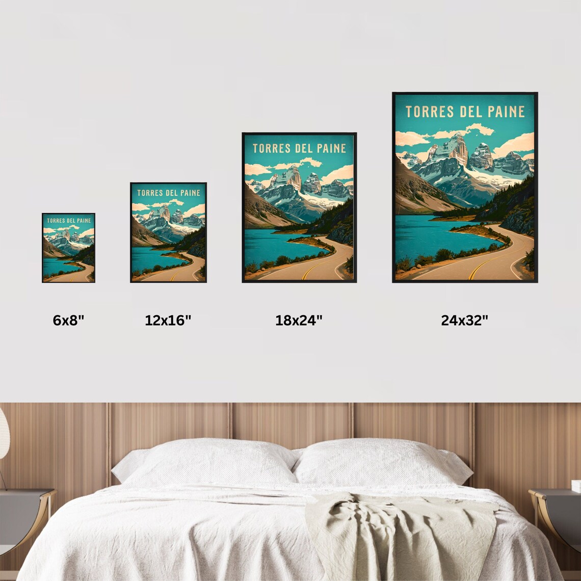 Torres Del Paine Andes Mountains Winding Road Retro Travel Poster - Image 4