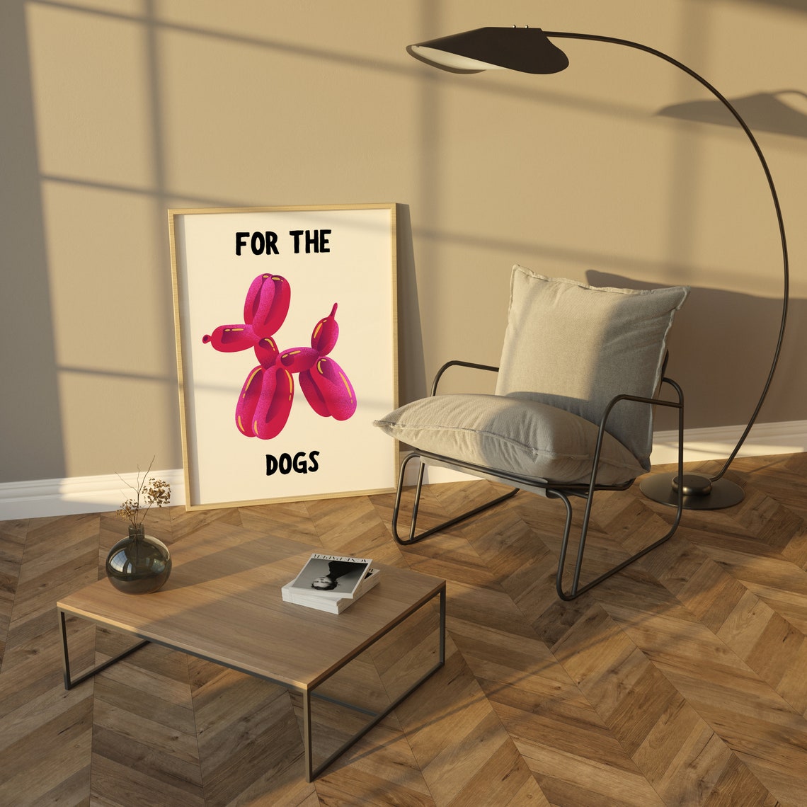 Pink Balloon Dog Art Print Funny Modern Decor for Dog Lovers - Image 2
