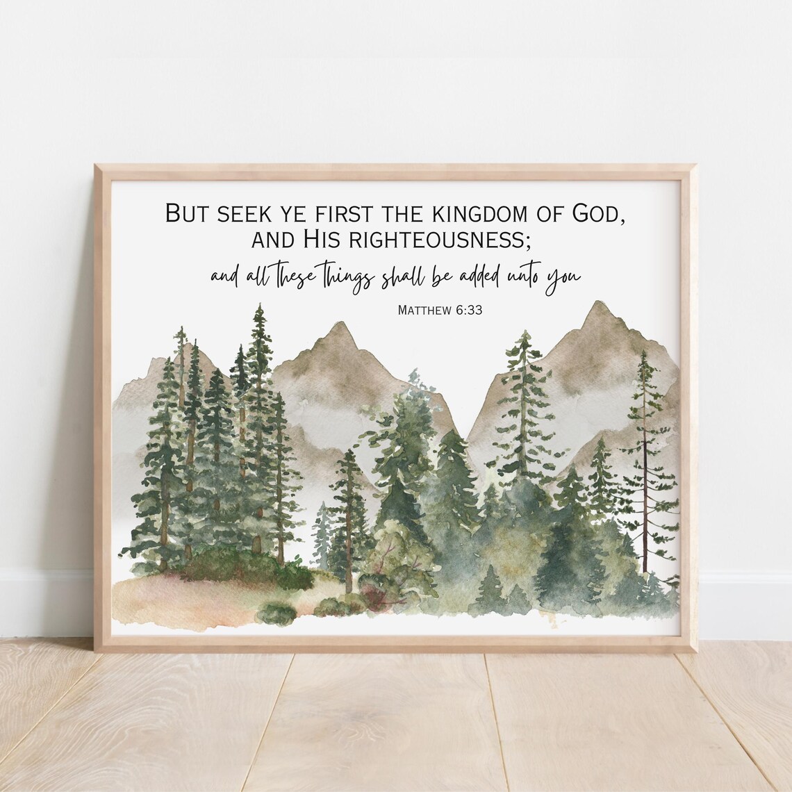 But Seek Ye First The Kingdom Of God Matthew 633 Watercolor Verse Poster