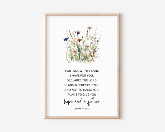 Jeremiah 29:11 Hope And A Future Wildflower Scripture Verse Poster