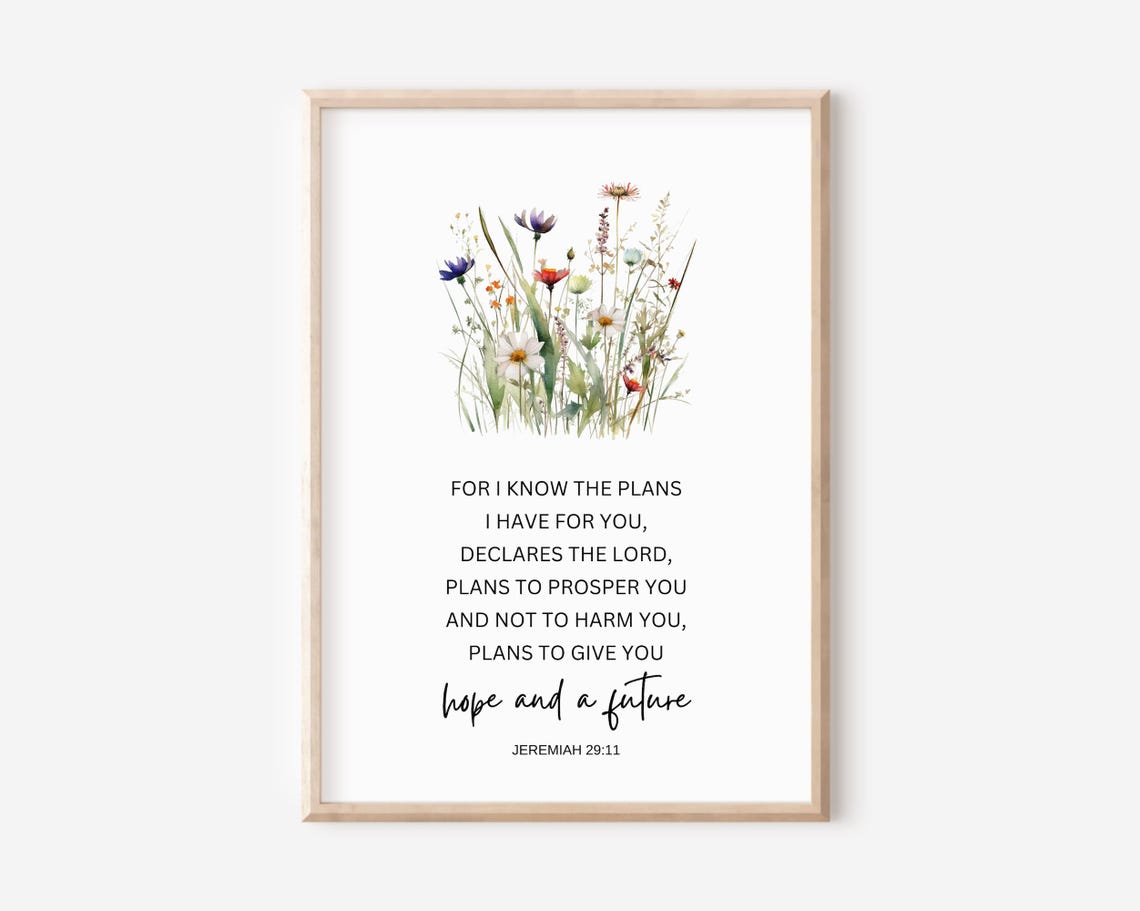 Jeremiah 29:11 Hope And A Future Wildflower Scripture Verse Poster