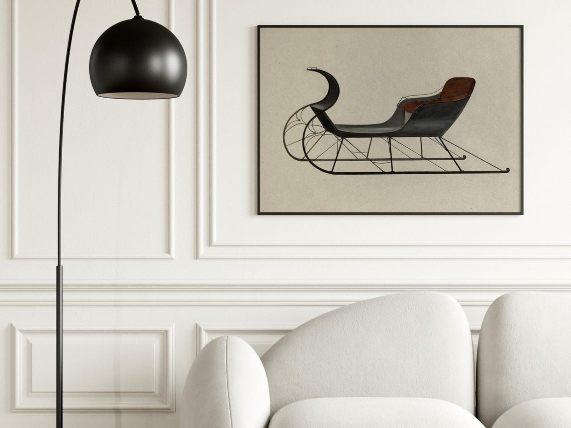 Classic Winter Cutter Sleigh Vintage Christmas Illustration Poster - Image 7