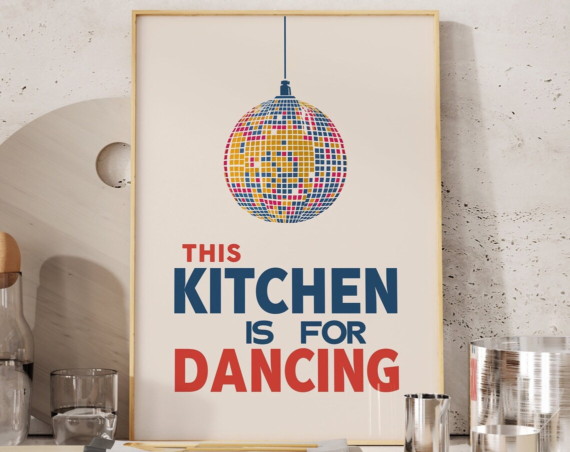 Disco Ball Retro Kitchen Art Print, Funny Housewarming