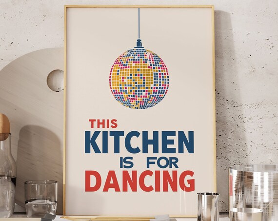 Disco Ball Retro Kitchen Art Print, Funny Housewarming