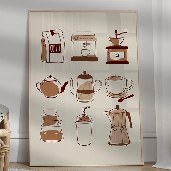 Coffee Bar Poster Kitchen Wall Art For Lovers Cute And Humorous Decor Lover Gift Cart