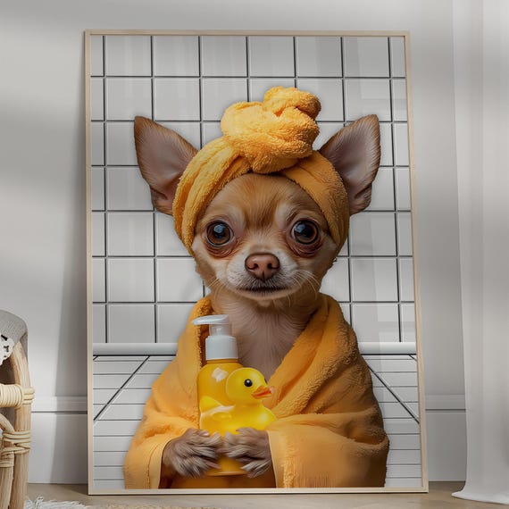 Funny Dog Bathroom Poster Decor Wall Art Humorous And Cute Designs Animal Toilet