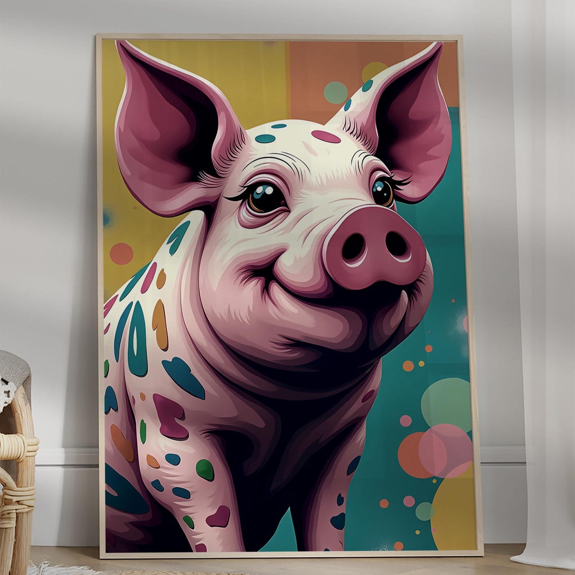 Colorful Abstract Pig Paint Splash Funny Farm Animal Art Print
