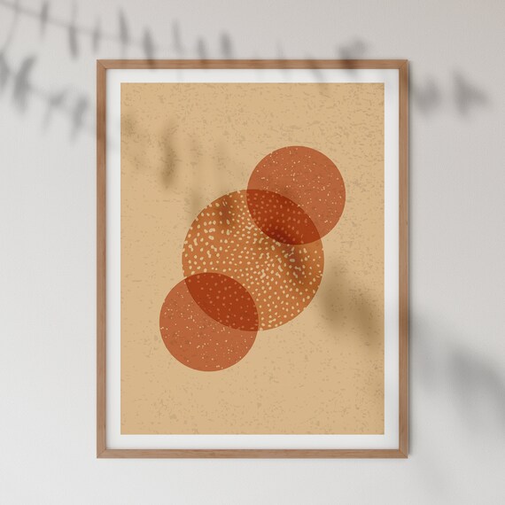 Orange Circle Art Abstract Wall Art Minimalist Geometric Print Warm Color Contemporary Decor New Home Gift