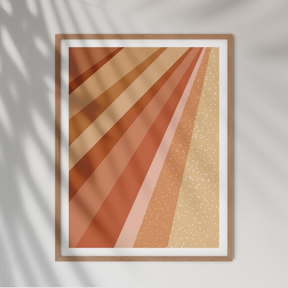 Modern Geometric Wall Art Warm Tones Minimalist Print For Living Room Housewarming Gift