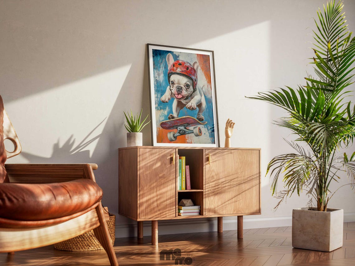 French Bulldog Skater Dog, Kids Room Nursery Decor - Image 4