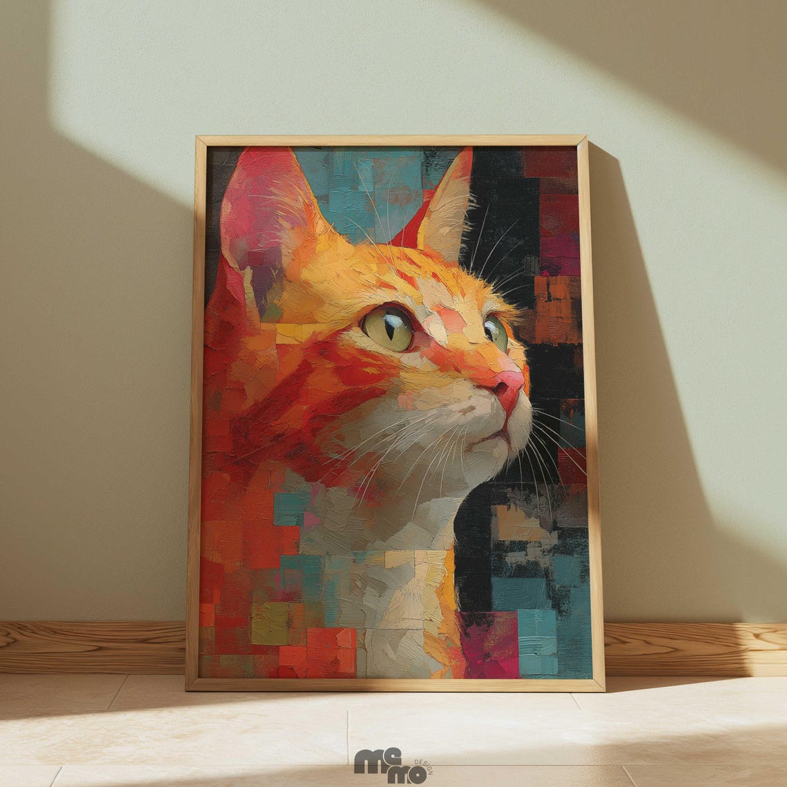 Orange Tabby Cat Close-Up Abstract Portrait Colorful Modern Art Poster