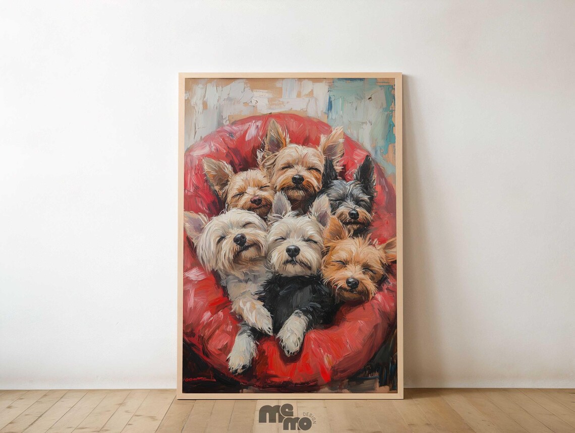 Yorkshire Terrier, Cute Yorkie Puppy Oil Painting