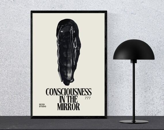 Consciousness in the Mirror 777 Angel Number Abstract Poster
