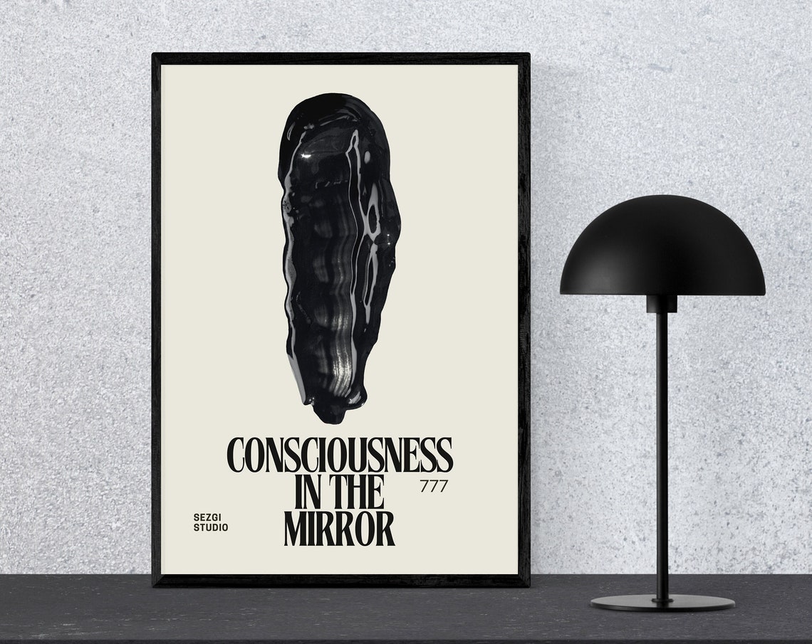 Consciousness in the Mirror 777 Angel Number Abstract Poster