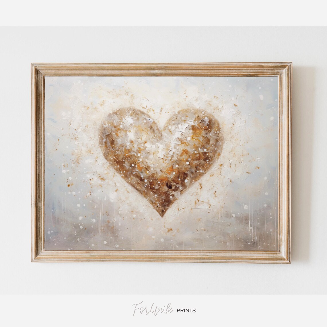 Vintage Valentines Day Heart Oil Painting, Print