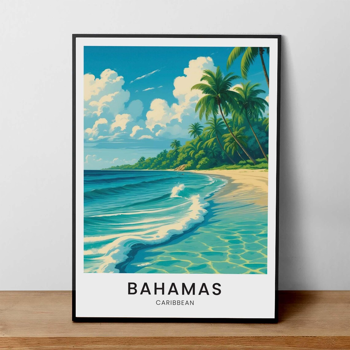 Bahamas Print Caribbean Travel Poster Tropical Beach Ocean Wall Art