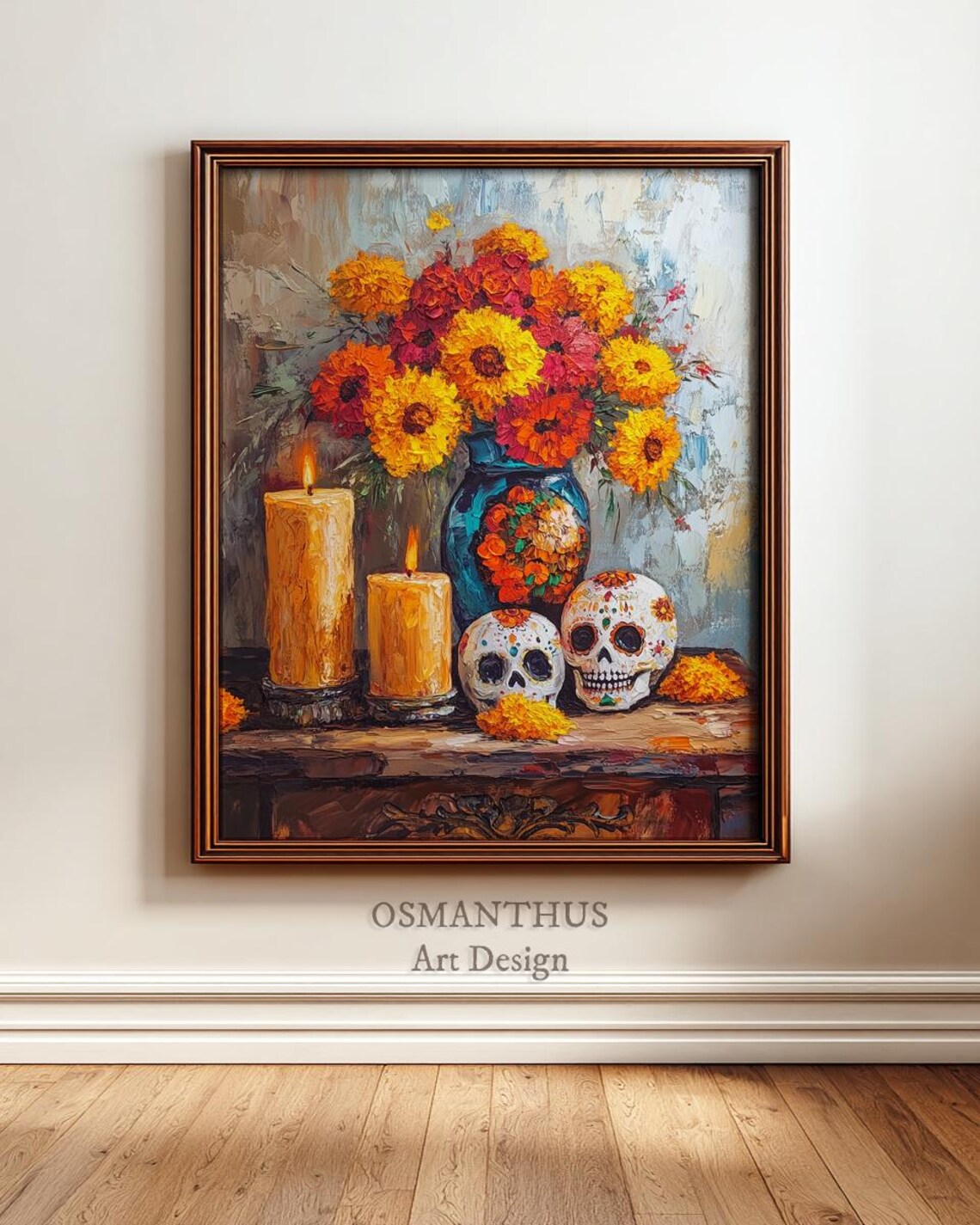Dia De Los Muertos Altar Floral Wall Art Print